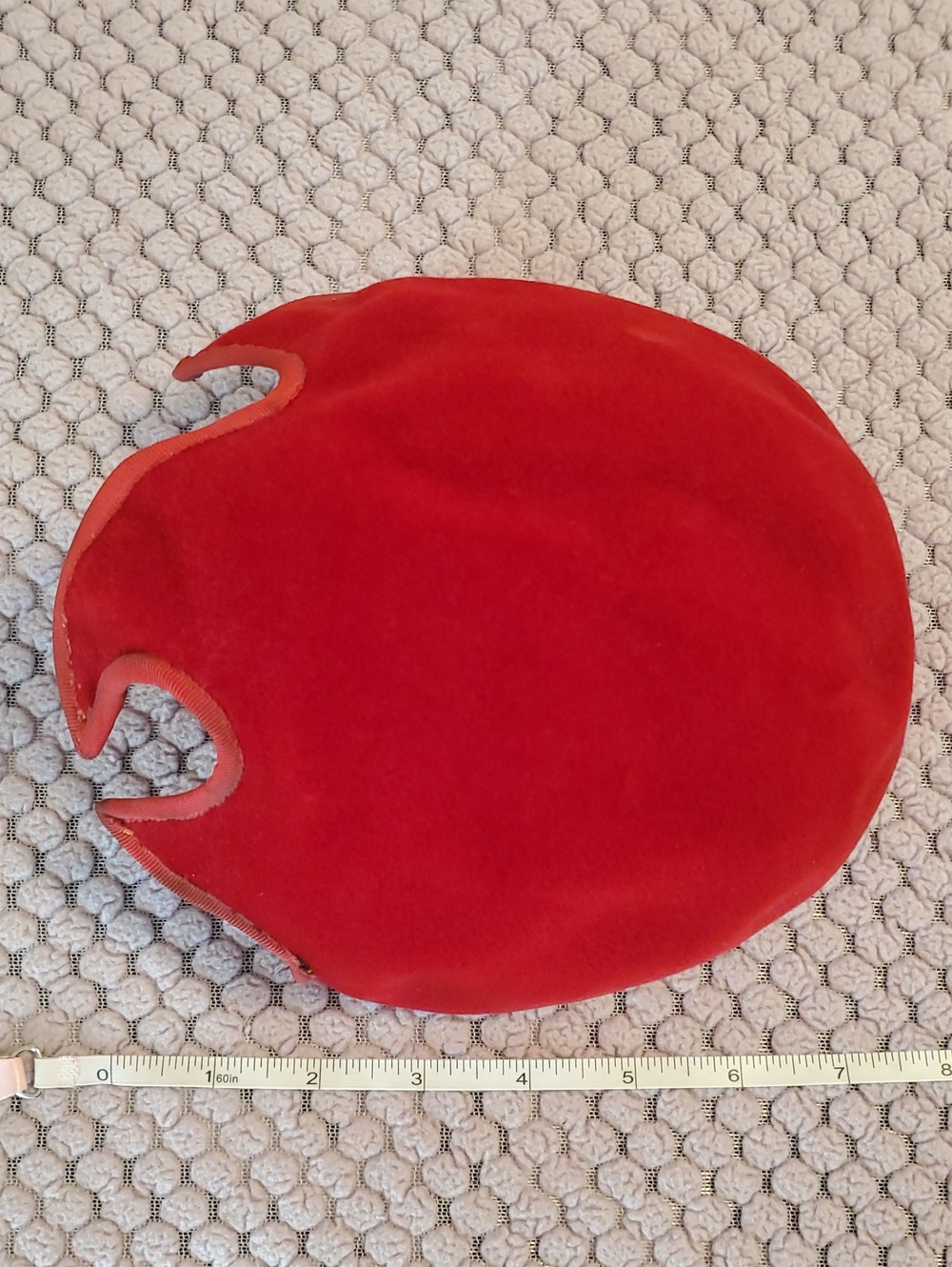 1950s Lucy Red Velvet Velour Fire Retro Cap Vintage Cocktail Hat Topper Pinup - Picture 12 of 15